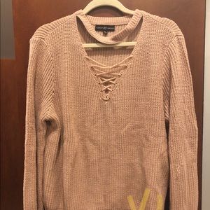 Light Pink Criss-Cross Sweater